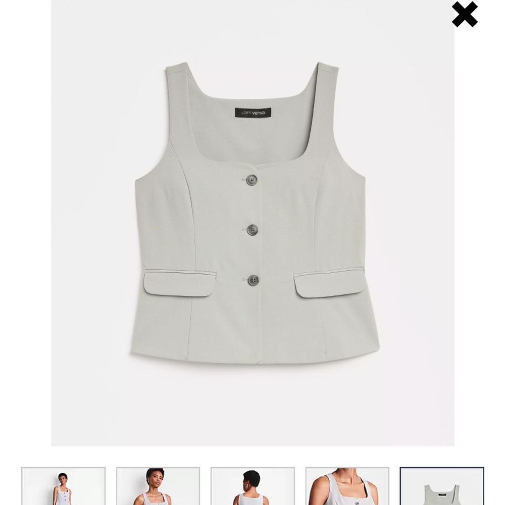 LOFT Light Gray Button-Up Tank Top